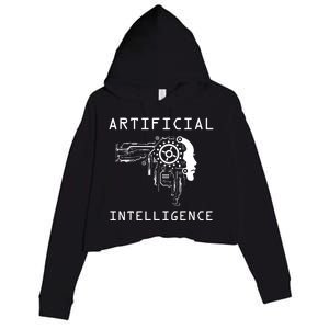 AI Developer Gift Artificial Brain Artificial Intelligence Crop Fleece Hoodie