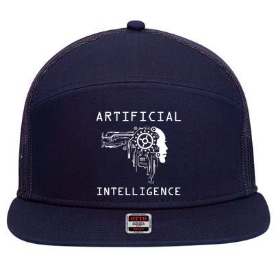 AI Developer Gift Artificial Brain Artificial Intelligence 7 Panel Mesh Trucker Snapback Hat