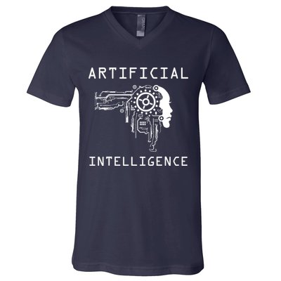 AI Developer Gift Artificial Brain Artificial Intelligence V-Neck T-Shirt