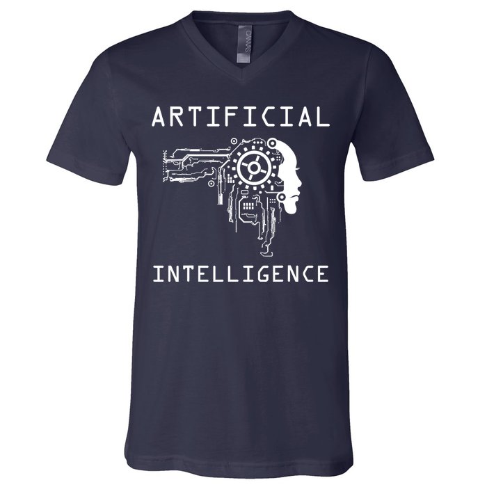 AI Developer Gift Artificial Brain Artificial Intelligence V-Neck T-Shirt