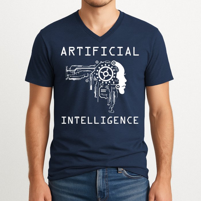 AI Developer Gift Artificial Brain Artificial Intelligence V-Neck T-Shirt