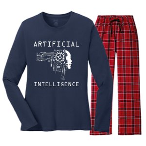 AI Developer Gift Artificial Brain Artificial Intelligence Women's Long Sleeve Flannel Pajama Set 