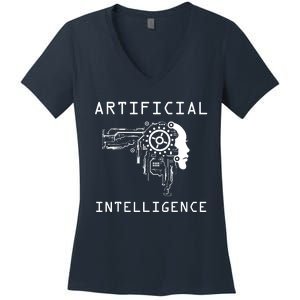 AI Developer Gift Artificial Brain Artificial Intelligence Women's V-Neck T-Shirt