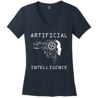 AI Developer Gift Artificial Brain Artificial Intelligence Women's V-Neck T-Shirt