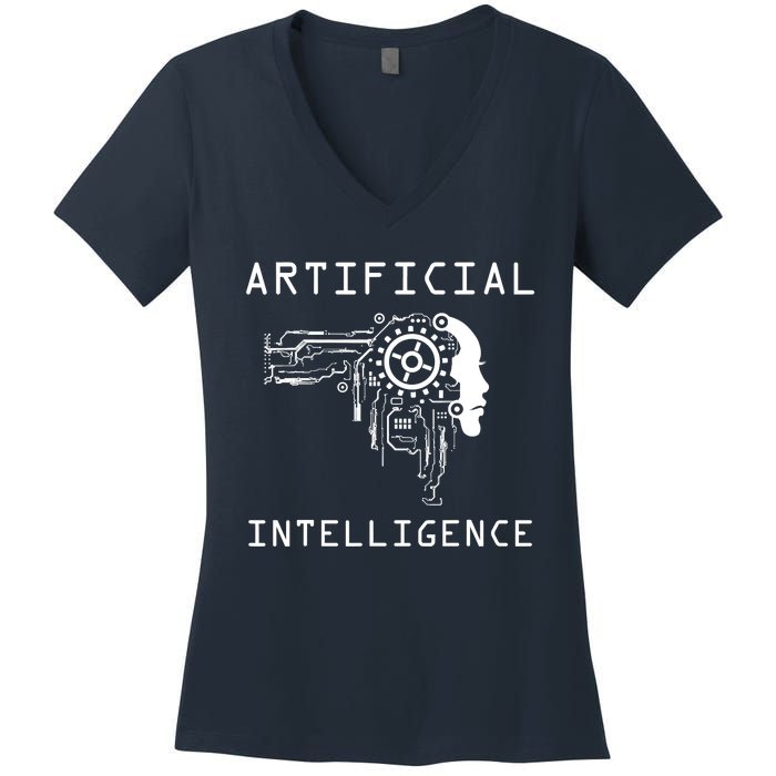 AI Developer Gift Artificial Brain Artificial Intelligence Women's V-Neck T-Shirt