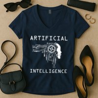 AI Developer Gift Artificial Brain Artificial Intelligence Women's V-Neck T-Shirt