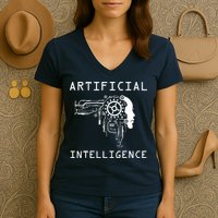 AI Developer Gift Artificial Brain Artificial Intelligence Women's V-Neck T-Shirt