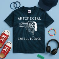 AI Developer Gift Artificial Brain Artificial Intelligence Kids Tie-Dye T-Shirt