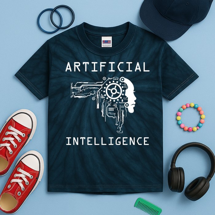 AI Developer Gift Artificial Brain Artificial Intelligence Kids Tie-Dye T-Shirt