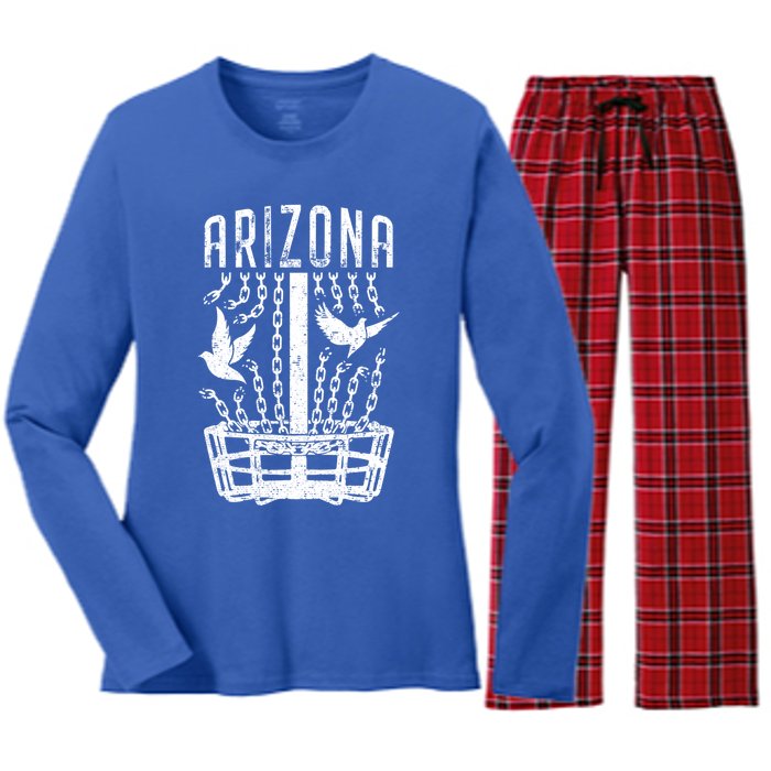 Arizona Disc Golf Player Breaking Chains Birdie Meaningful Gift Women's Long Sleeve Flannel Pajama Set 