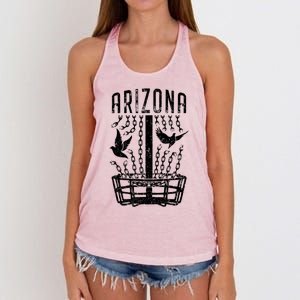 Arizona Disc Golf Player Breaking Chains Birdie Meaningful Gift Women's Knotted Racerback Tank