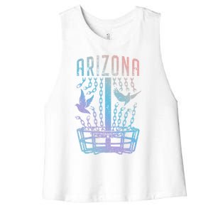 Arizona Disc Golf Player Breaking Chains Birdie Funny Gift Women's Racerback Cropped Tank