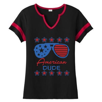 American Dude Gift 4th Of July Sunglasses Cute Gift Ladies Halftime Notch Neck Tee