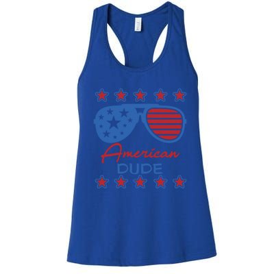 American Dude Gift 4th Of July Sunglasses Cute Gift Women's Racerback Tank