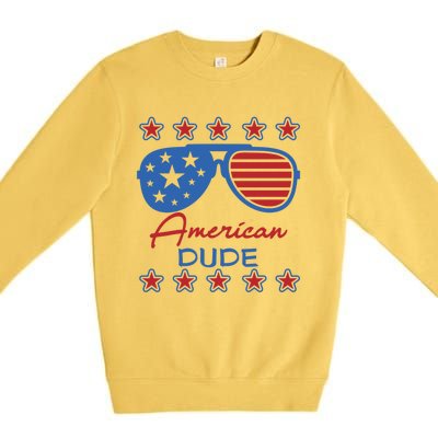 American Dude Great Gift 4th Of July Sunglasses Funny Gift Premium Crewneck Sweatshirt