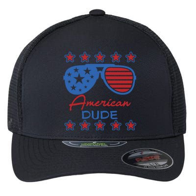 American Dude Great Gift 4th Of July Sunglasses Funny Gift Flexfit Unipanel Trucker Cap