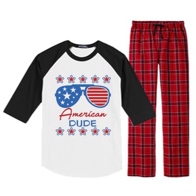 American Dude Great Gift 4th Of July Sunglasses Funny Gift Raglan Sleeve Pajama Set