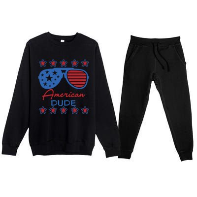 American Dude Great Gift 4th Of July Sunglasses Funny Gift Premium Crewneck Sweatsuit Set