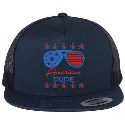 American Dude Great Gift 4th Of July Sunglasses Funny Gift Flat Bill Trucker Hat