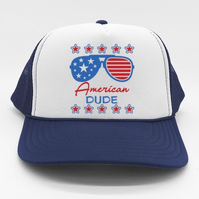 American Dude Great Gift 4th Of July Sunglasses Funny Gift Trucker Hat