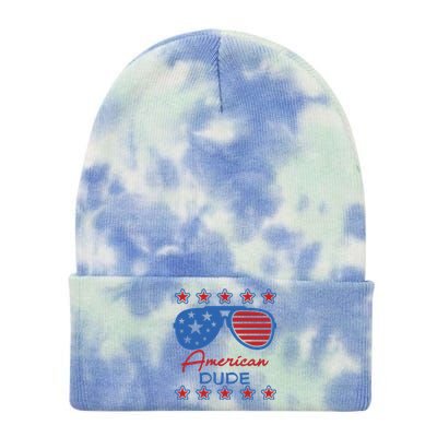 American Dude Great Gift 4th Of July Sunglasses Funny Gift Tie Dye 12in Knit Beanie