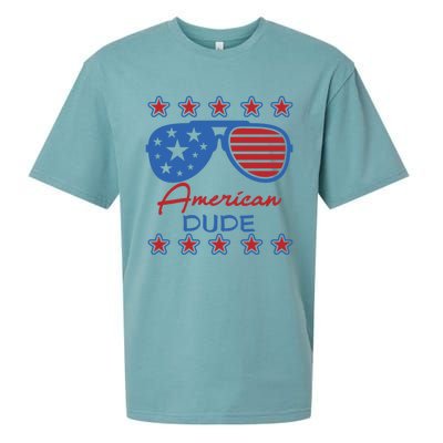 American Dude Great Gift 4th Of July Sunglasses Funny Gift Sueded Cloud Jersey T-Shirt