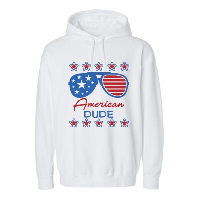 American Dude Great Gift 4th Of July Sunglasses Funny Gift Garment-Dyed Fleece Hoodie