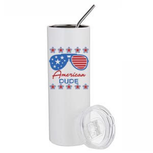 American Dude Great Gift 4th Of July Sunglasses Funny Gift Stainless Steel Tumbler