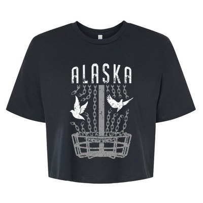 Alaska Disc Golf Player Breaking Chains Birdie Gift Bella+Canvas Jersey Crop Tee