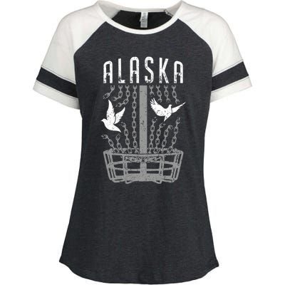 Alaska Disc Golf Player Breaking Chains Birdie Gift Enza Ladies Jersey Colorblock Tee