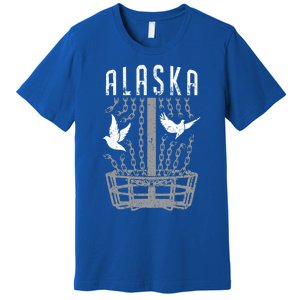 Alaska Disc Golf Player Breaking Chains Birdie Gift Premium T-Shirt