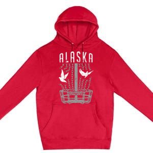 Alaska Disc Golf Player Breaking Chains Birdie Gift Premium Pullover Hoodie