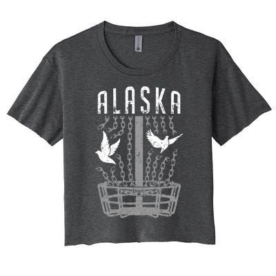 Alaska Disc Golf Player Breaking Chains Birdie Gift Women's Crop Top Tee