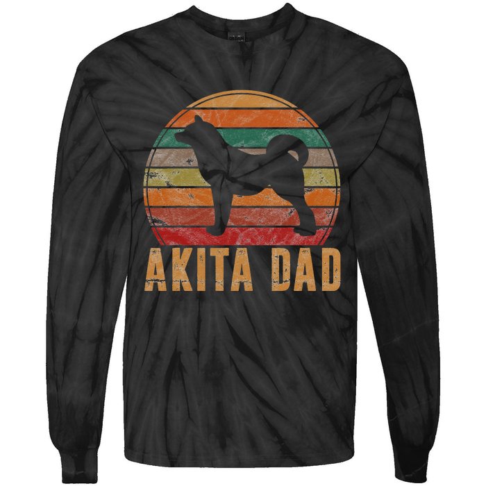 Akita Dad Gift Akita Daddy Dog Owner Pet Father Tie-Dye Long Sleeve Shirt