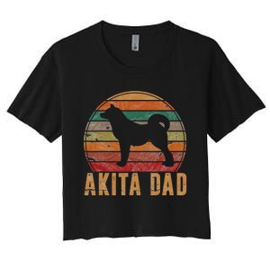 Akita Dad Gift Akita Daddy Dog Owner Pet Father Women's Crop Top Tee