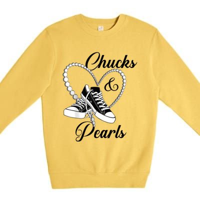 Afro Diva Gift Red Floral Heart Shoes Chucks And Pearls 2024 Premium Crewneck Sweatshirt