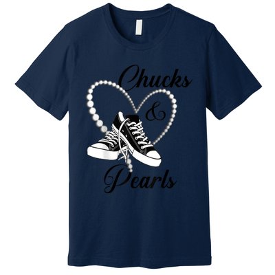 Afro Diva Gift Red Floral Heart Shoes Chucks And Pearls 2024 Premium T-Shirt