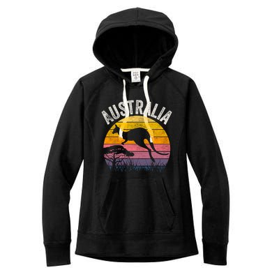 Australia Day Gift Funny Australian Kangaroo Vintage Gift Cool Gift Women's Fleece Hoodie