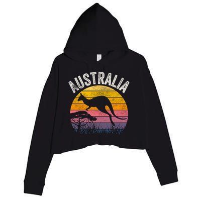 Australia Day Gift Funny Australian Kangaroo Vintage Gift Cool Gift Crop Fleece Hoodie