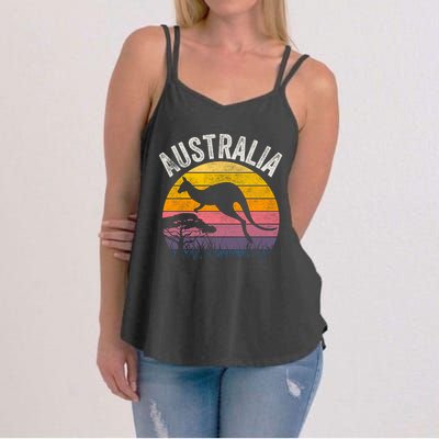 Australia Day Gift Funny Australian Kangaroo Vintage Gift Cool Gift Women's Strappy Tank