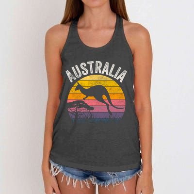 Australia Day Gift Funny Australian Kangaroo Vintage Gift Cool Gift Women's Knotted Racerback Tank