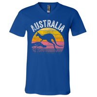 Australia Day Gift Funny Australian Kangaroo Vintage Gift Cool Gift V-Neck T-Shirt