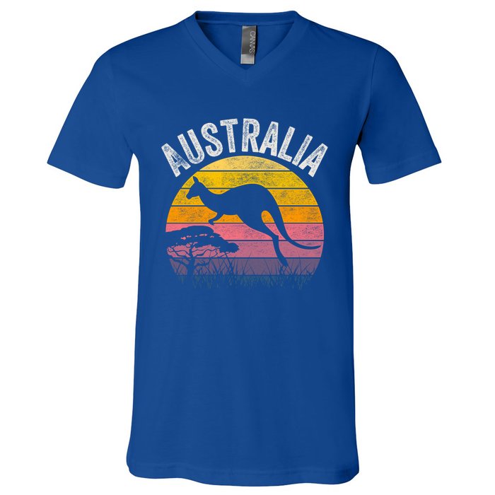 Australia Day Gift Funny Australian Kangaroo Vintage Gift Cool Gift V-Neck T-Shirt