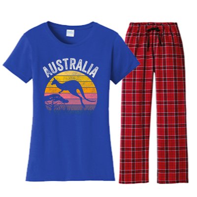 Australia Day Gift Funny Australian Kangaroo Vintage Gift Cool Gift Women's Flannel Pajama Set