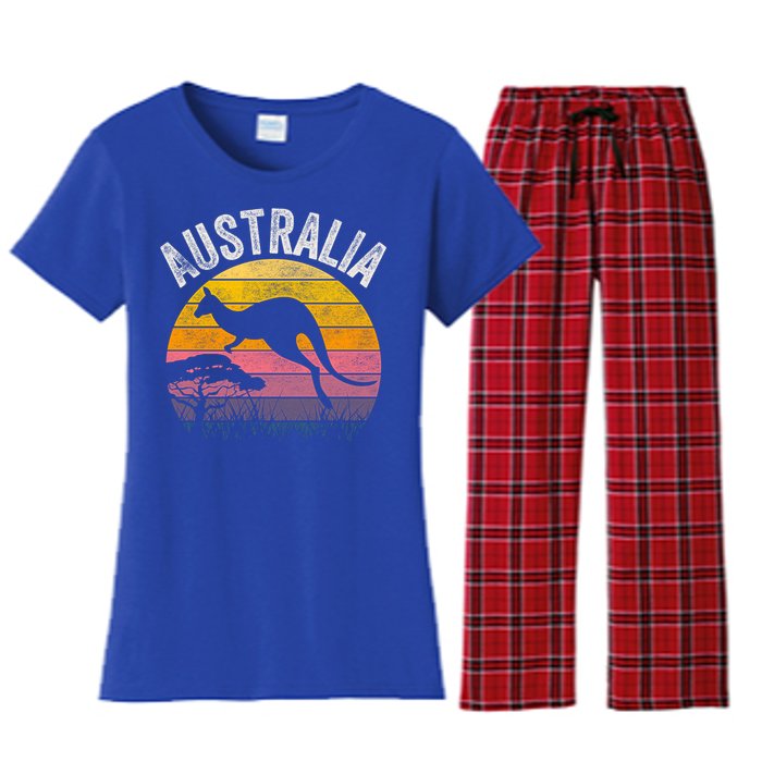 Australia Day Gift Funny Australian Kangaroo Vintage Gift Cool Gift Women's Flannel Pajama Set