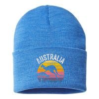 Australia Day Gift Funny Australian Kangaroo Vintage Gift Cool Gift Sustainable Knit Beanie