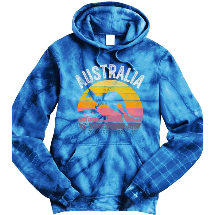 Australia Day Gift Funny Australian Kangaroo Vintage Gift Cool Gift Tie Dye Hoodie