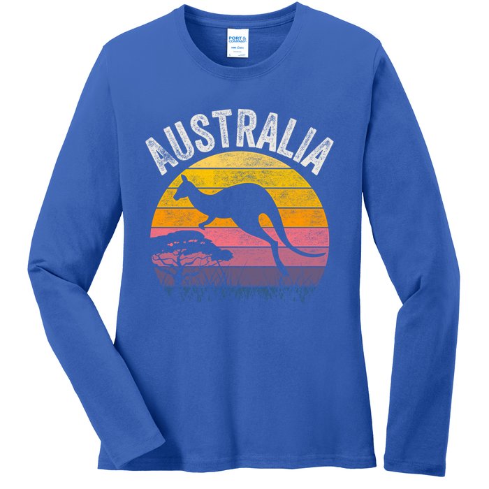 Australia Day Gift Funny Australian Kangaroo Vintage Gift Cool Gift Ladies Long Sleeve Shirt