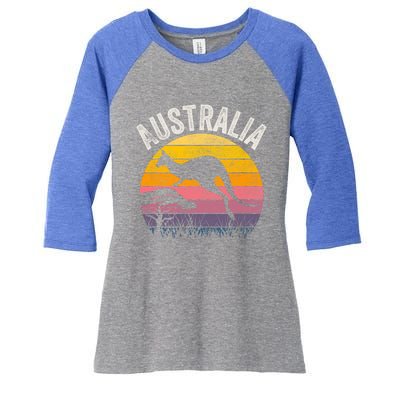 Australia Day Gift Funny Australian Kangaroo Vintage Gift Cool Gift Women's Tri-Blend 3/4-Sleeve Raglan Shirt