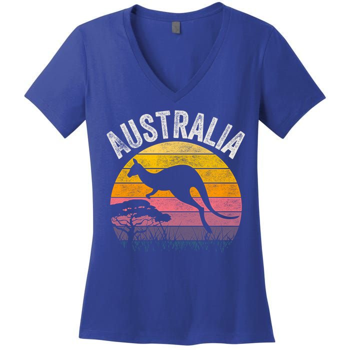 Australia Day Gift Funny Australian Kangaroo Vintage Gift Cool Gift Women's V-Neck T-Shirt